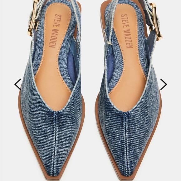 Steve Madden Shoes - Steve Madden Denim Pointed Slingback Mules with Gold Buckle- SOLD OUT ONLINE